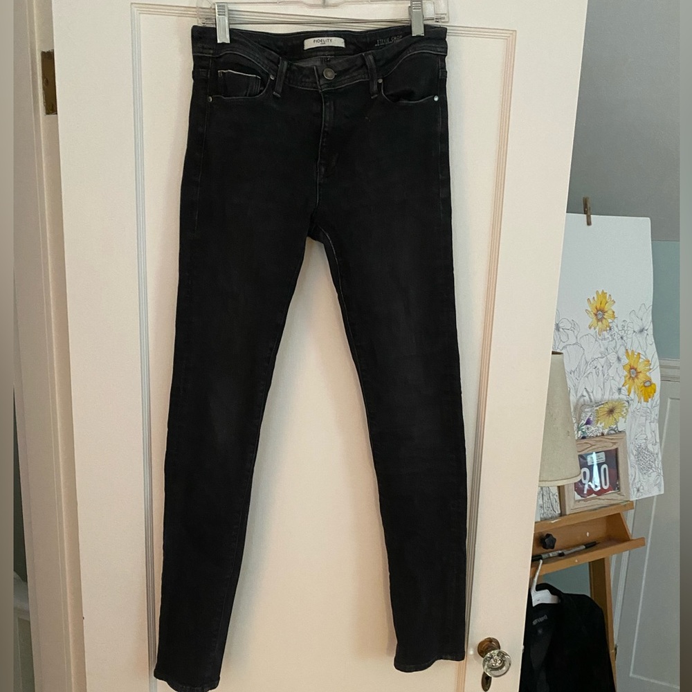 Stevie Crop mid rise straight leg pant, black, size 28
